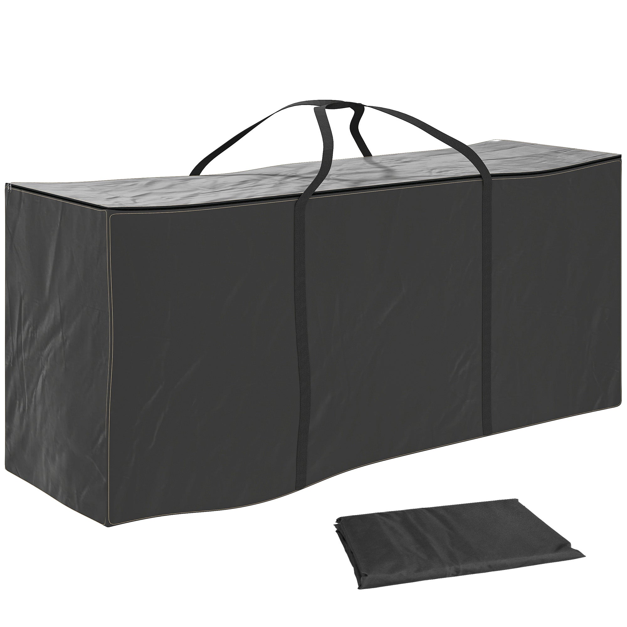Outsunny Bolsa de Almacenamiento para Cojines de Jardín Impermeable, Bolsa de Almacenamiento para Árbol de Navidad, Oxford 600D Resistente con Asas, Funda de Cojines para Exterior, 175x55x75 cm, Negro