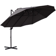 Outsunny Sombrilla Doble Parasol Grande Inclinable para Jardín con Manivela Abrir y Cerrar Fácilmente 12 Varillas de Acero Ofrece Una Alta Estabilidad Gris y Negro 270x440x250 cm