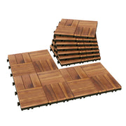 Outsunny Set de 10 Piezas Baldosas de Exterior de Madera de Acacia, 31x31 cm, 0,91 m², Suelo de Terraza Exterior, Antideslizantes y Resistentes al Clima, Fácil Instalación, para Terraza, Marrón Oscuro