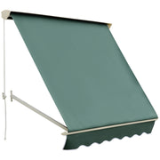 Outsunny Toldo Manual Retráctil de Aluminio Toldo para Exterior Toldo de Balcón Ángulo Ajustable Impermeable Anti-UV Tela de Poliéster 180x70cm Verde