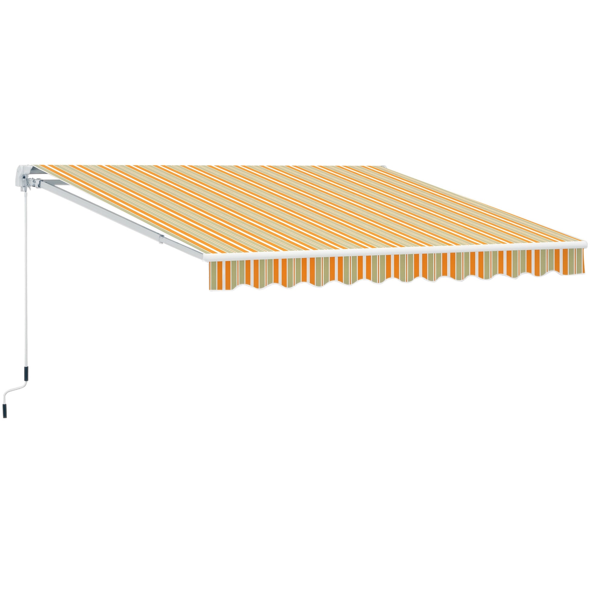 Outsunny Toldo Manual Retráctil 300x250 cm, Toldo Exterior Terraza con Ángulo Ajustable, Brazo Articulado, Montaje a Pared, Estructura de Aluminio, Anti-UV e Impermeable, para Jardín Amarillo y Blanco