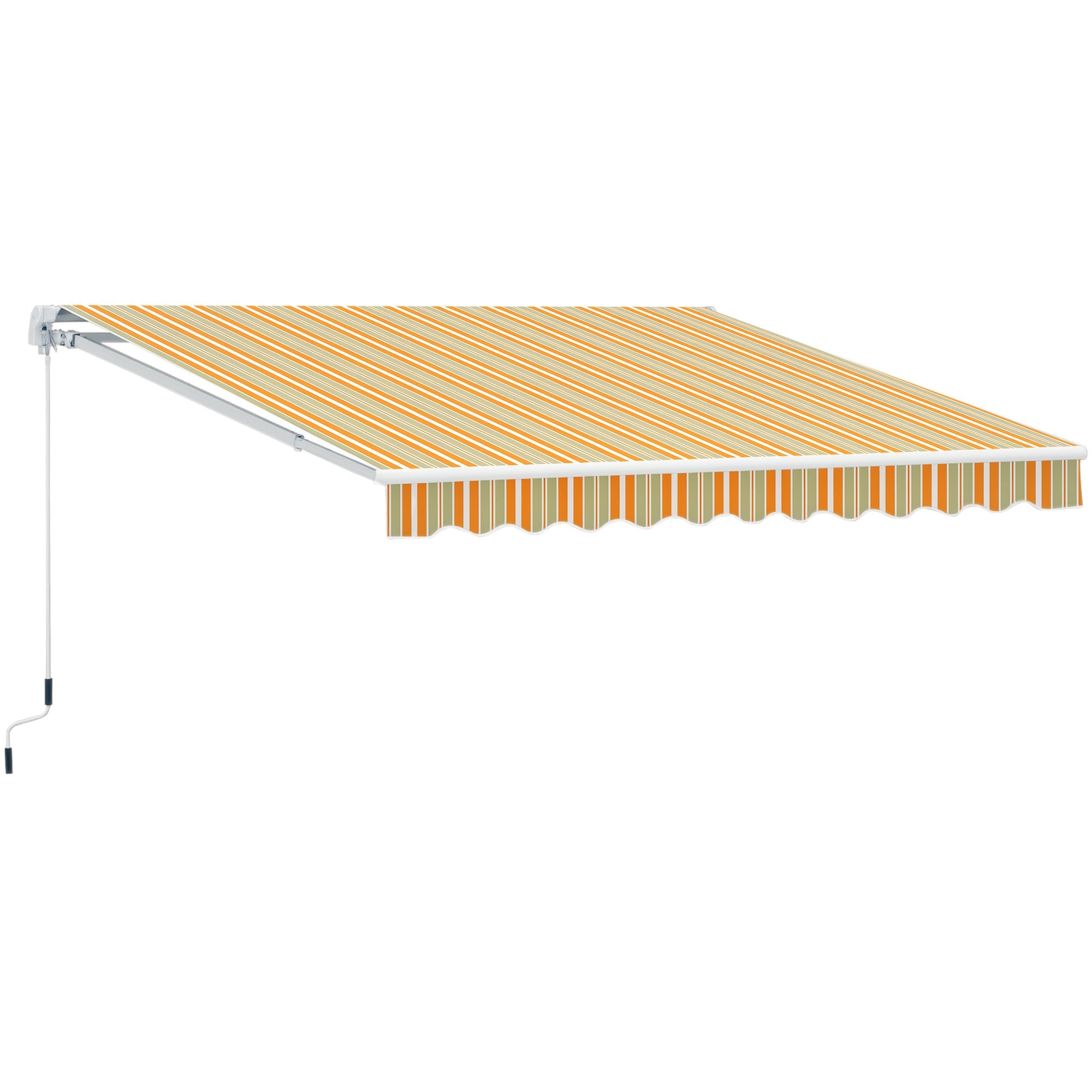 Outsunny Toldo Manual Retráctil 300x250 cm, Toldo Exterior Terraza con Ángulo Ajustable, Brazo Articulado, Montaje a Pared, Estructura de Aluminio, Anti-UV e Impermeable, para Jardín Amarillo y Blanco