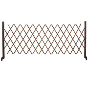 Outsunny Valla de Madera Extensible 37-225x30x106 cm Barrera de Seguridad para Perros Retráctil Multiusos para Decoración Césped Jardín Patio Marrón Carbonizado
