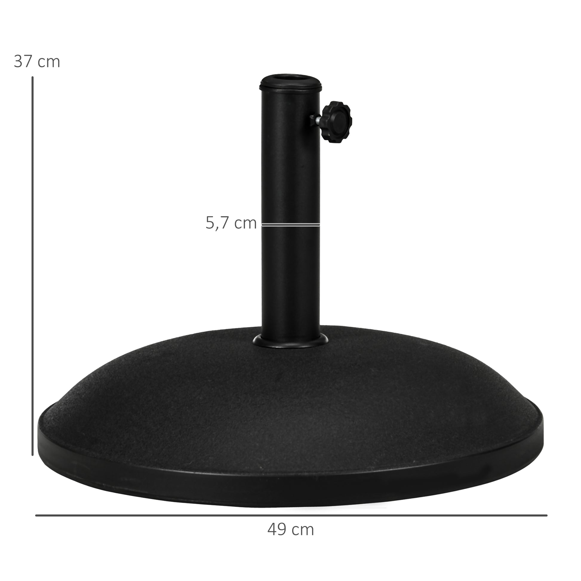 Outsunny Base para Sombrilla Redonda, 25 kg, Soporte de Parasol de Cemento, con Perilla, Pie para Sombrilla con Postes Ø35 mm, Ø38 mm, Ø48 mm, Fácil de Montaje, para Jardín, Patio, Terraza, Negro
