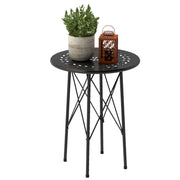 Outsunny Mesa de Jardín Redonda Mesa de Terraza Exterior Ø40x50 cm con Patas Ajustables y Estructura en Forma de X Mesa para Exterior e Interior Negro