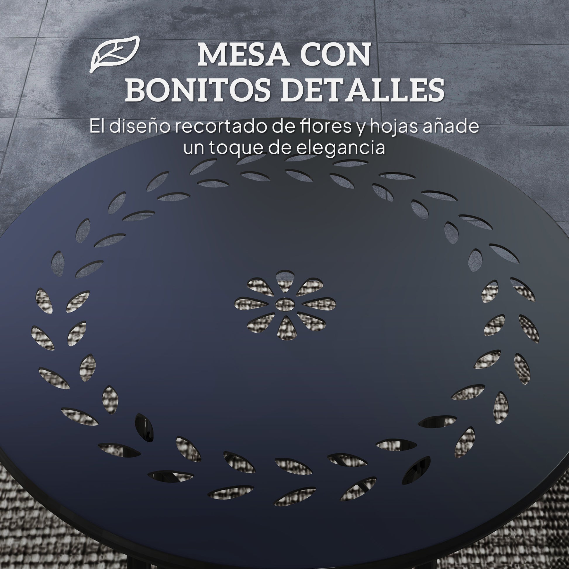 Outsunny Mesa de Jardín Redonda Mesa de Terraza Exterior Ø40x50 cm con Patas Ajustables y Estructura en Forma de X Mesa para Exterior e Interior Negro