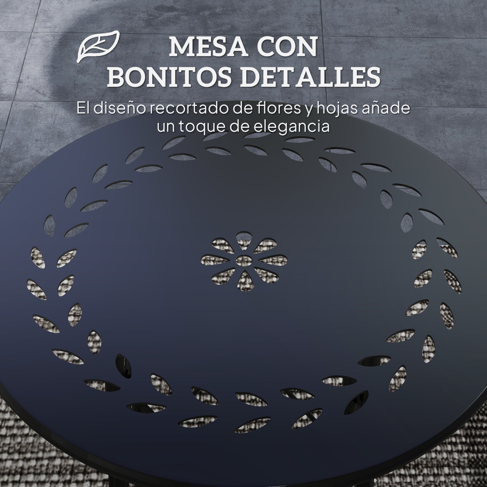 Outsunny Mesa de Jardín Redonda Mesa de Terraza Exterior Ø40x50 cm con Patas Ajustables y Estructura en Forma de X Mesa para Exterior e Interior Negro