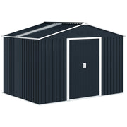 Outsunny Caseta de Jardín Exterior, 4,9 m², 277x195x192 cm, Cobertizo de Jardín Exterior Metálico con Claraboya de Fibra de Vidrio, Puerta Corredera, Ventilación y Kit de Fundación, Gris Oscuro