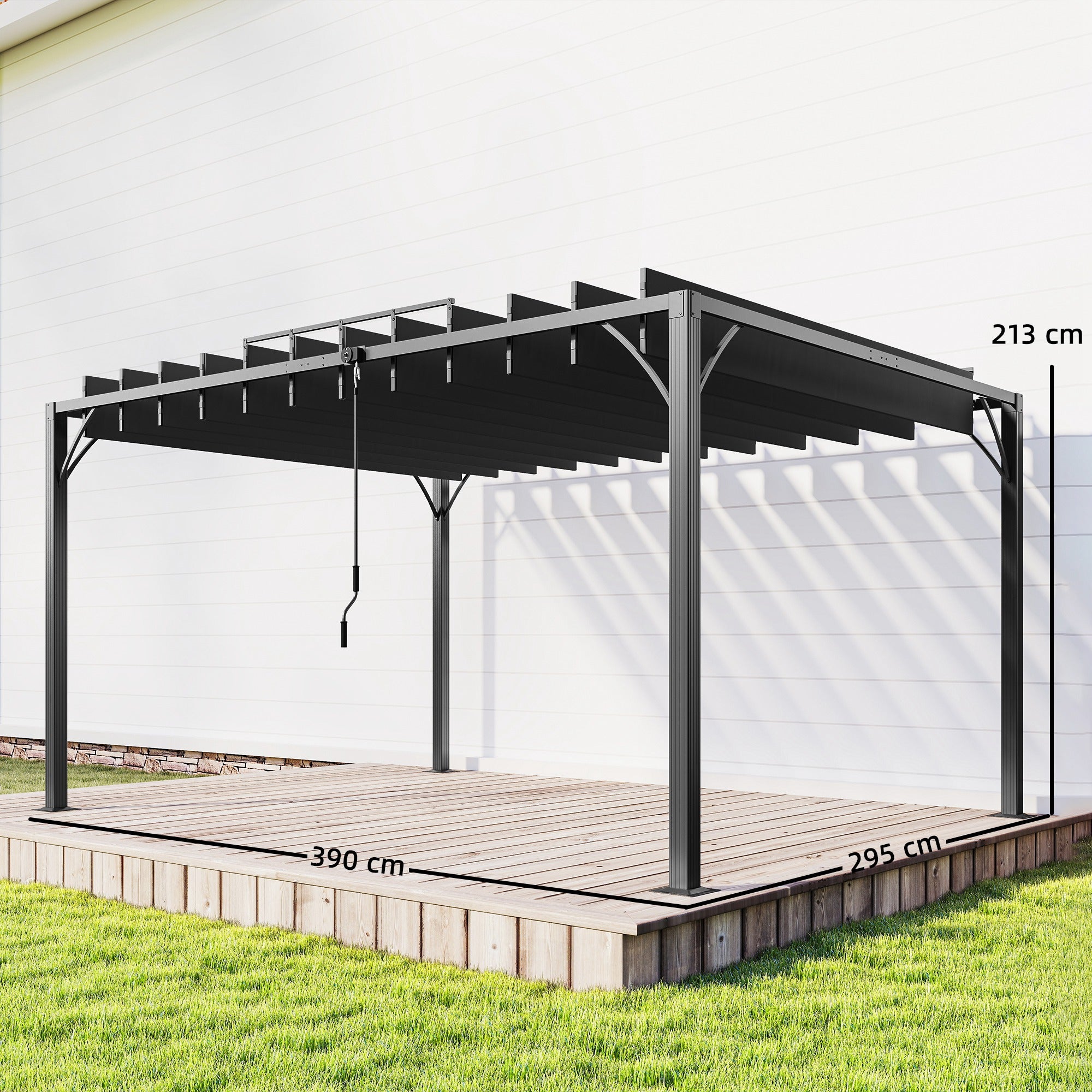Outsunny Pérgola de Jardín 3x4 m, Cenador de Jardín con Techo de Lamas Orientables a 135°, Estructura de Aluminio, Protección UPF50+, Pabellón para Exterior, Patio, Terraza, Gris Oscuro