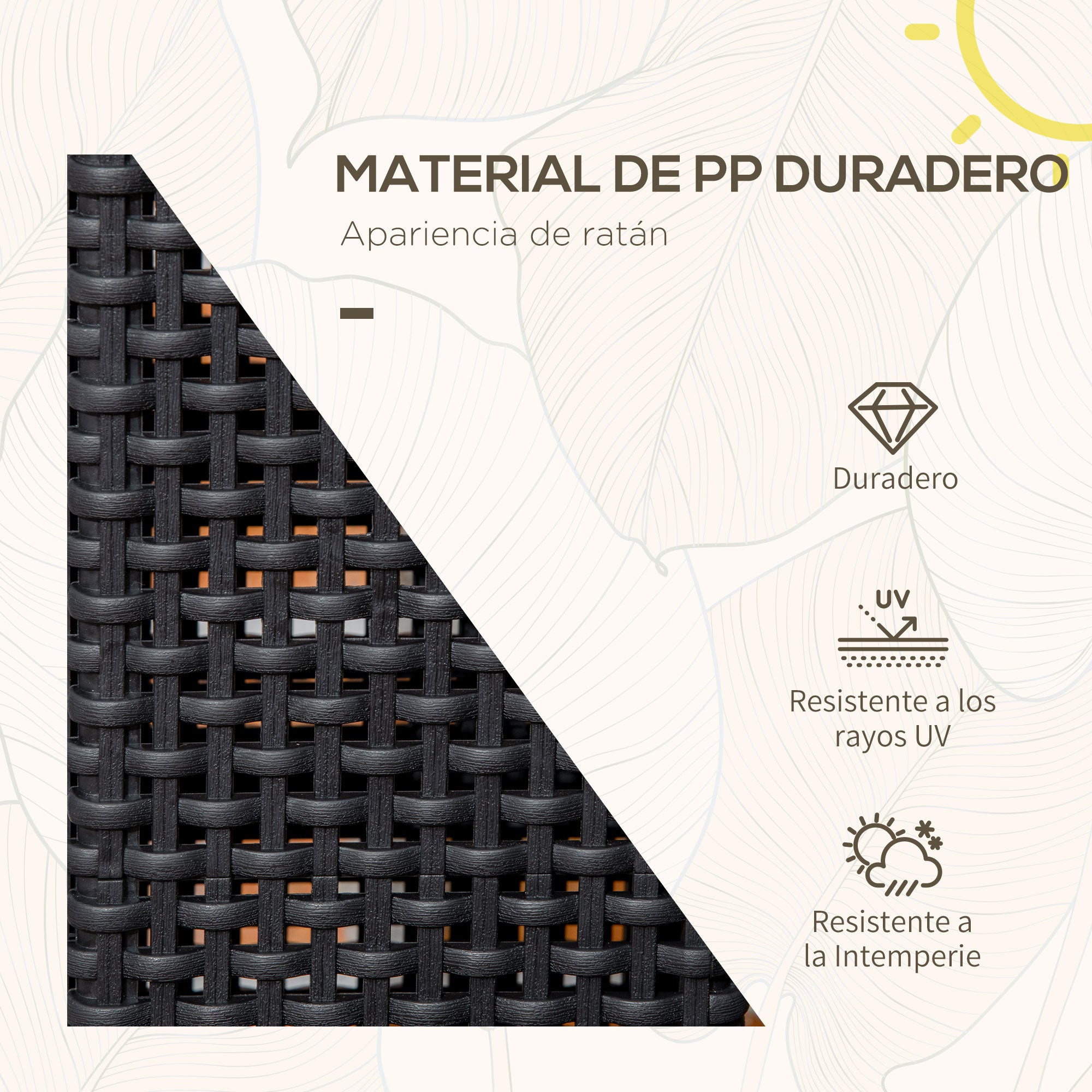 Outsunny Lámpara de Pie de Ratán Sintético Linterna Solar con Luces LED Control Automático para Decoración en Interiores y Exteriores 15,5x15,5x47 cm Negro