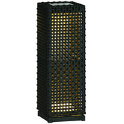 Outsunny Lámpara de Pie de Ratán Sintético Linterna Solar con Luces LED Control Automático para Decoración en Interiores y Exteriores 15,5x15,5x47 cm Negro