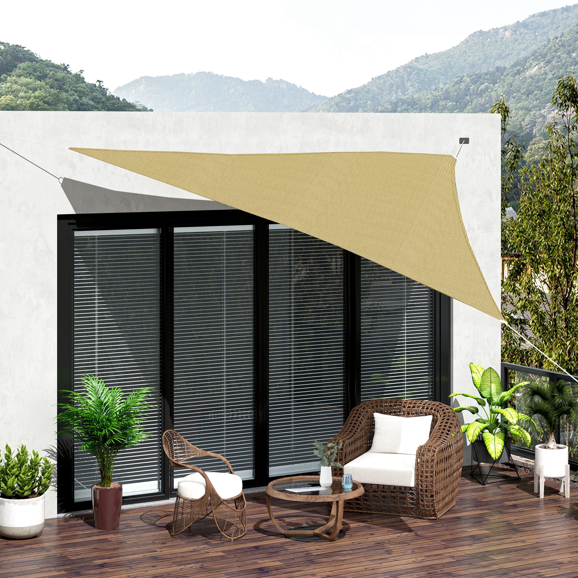 Outsunny - Toldo vela triangulo (varios tamaños y colores), tamaño 3x3x3m, color arena