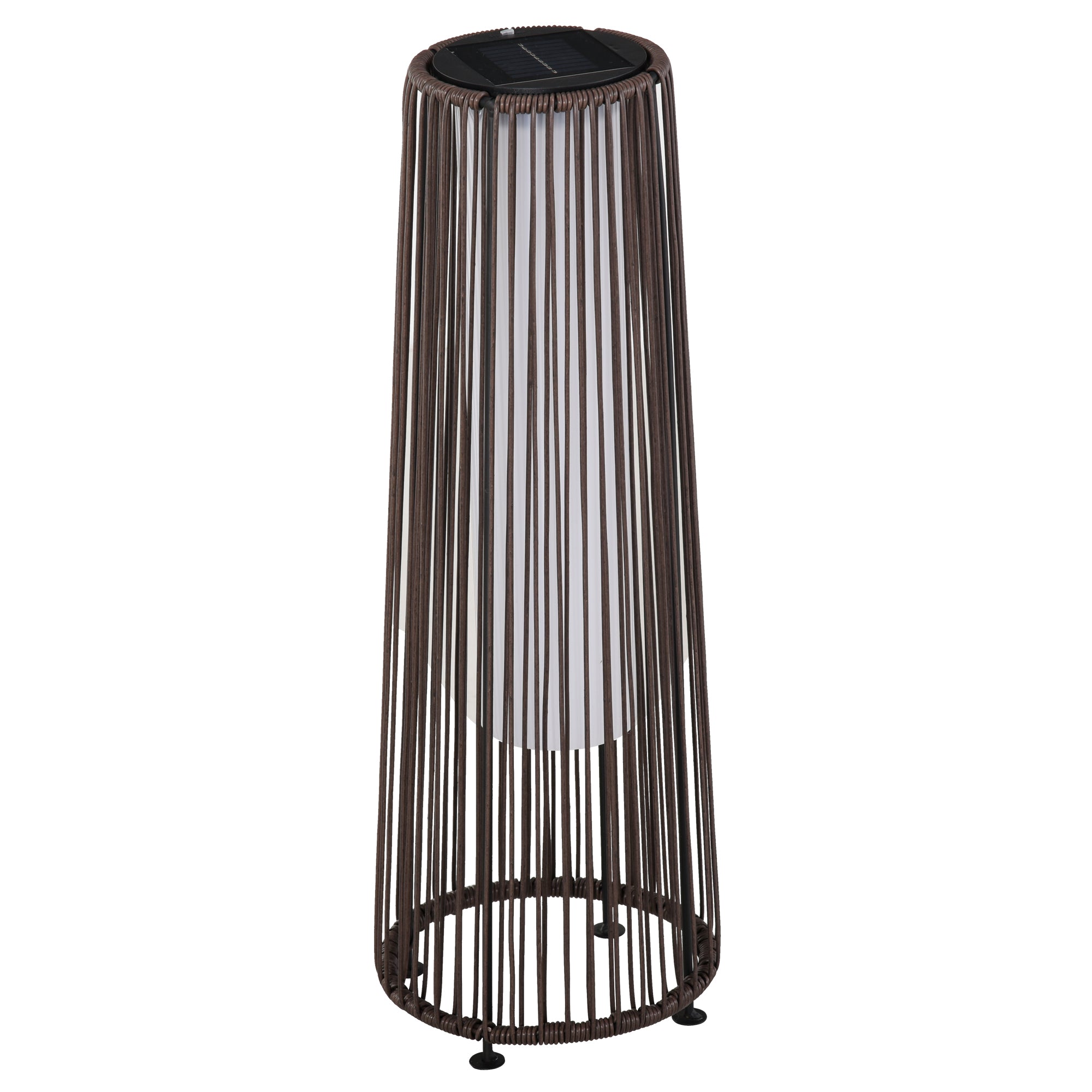 Outsunny Lámpara de Pie de Mimbre Ratán de Energía Solar con LED 0,8 W Interruptor de Control de Luz Automático Decoración para Exterior Ø21,5x61 cm Marrón