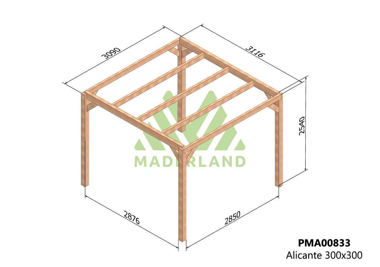 Pérgola de Madera Laminada Alicante (Maderland) - Gardeneas