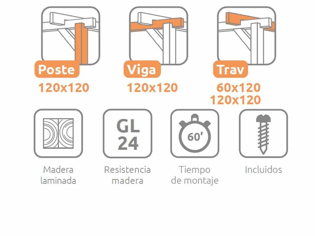 Pérgola de Madera Laminada Santander (Maderland) - Gardeneas