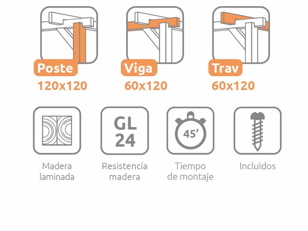 Pérgola de Madera Laminada Adosada  - ANDORRA