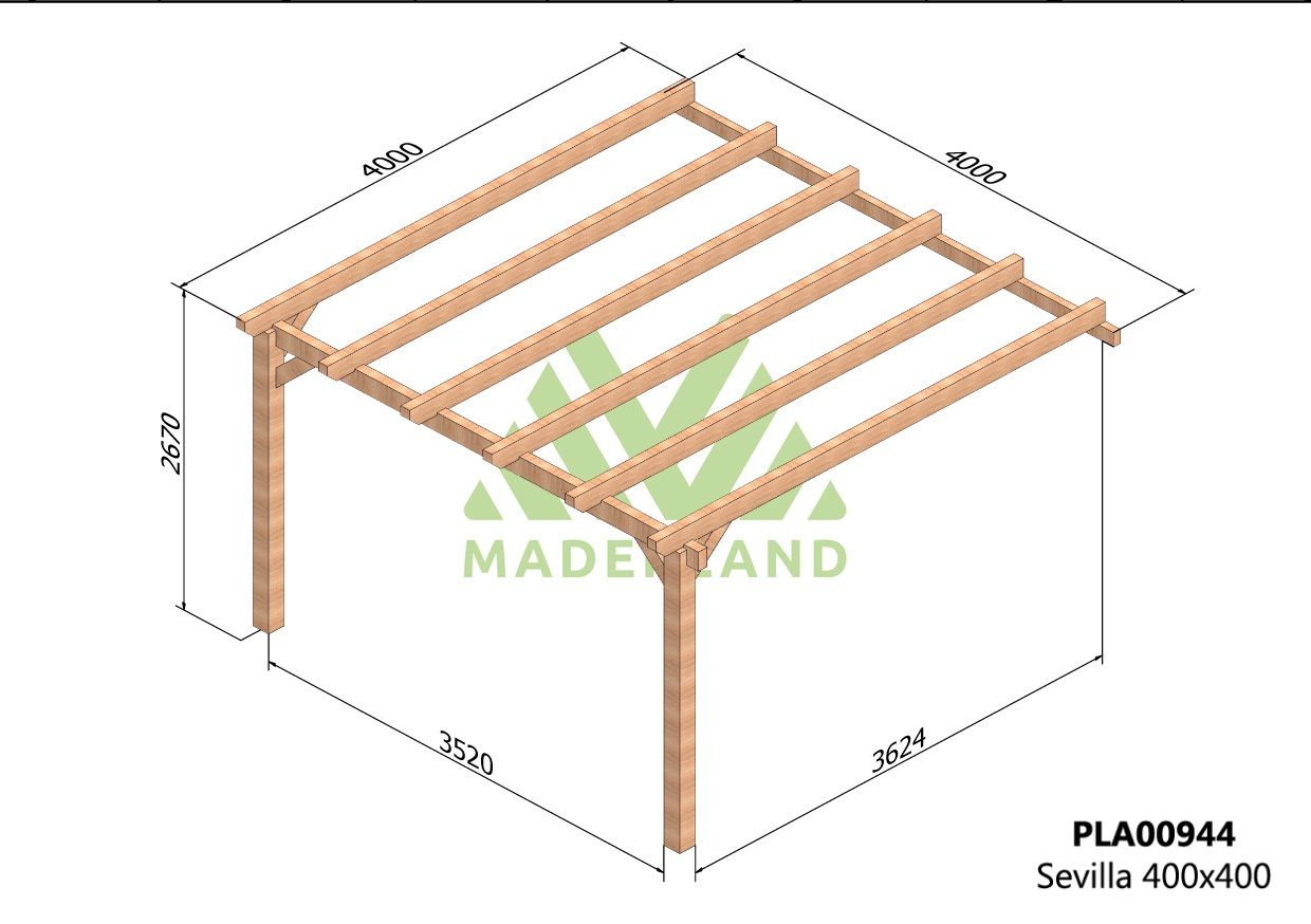 Pérgola de Madera Laminada Adosada  - SEVILLA