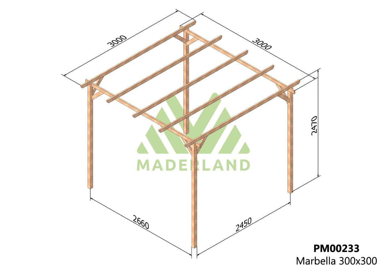 Pérgola de Madera Maciza Marbella (Maderland) - Gardeneas