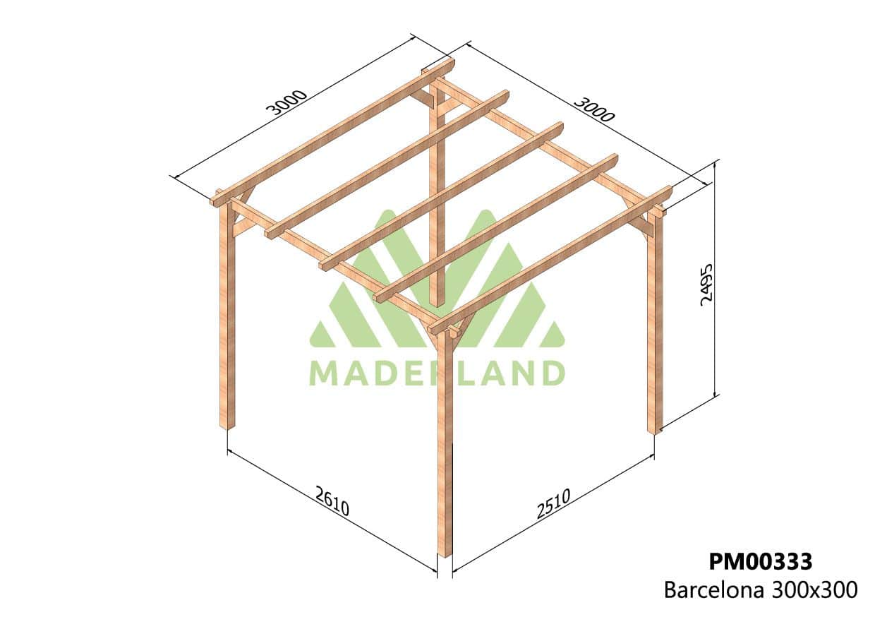 Pérgola de Madera Maciza Barcelona (Maderland) - Gardeneas