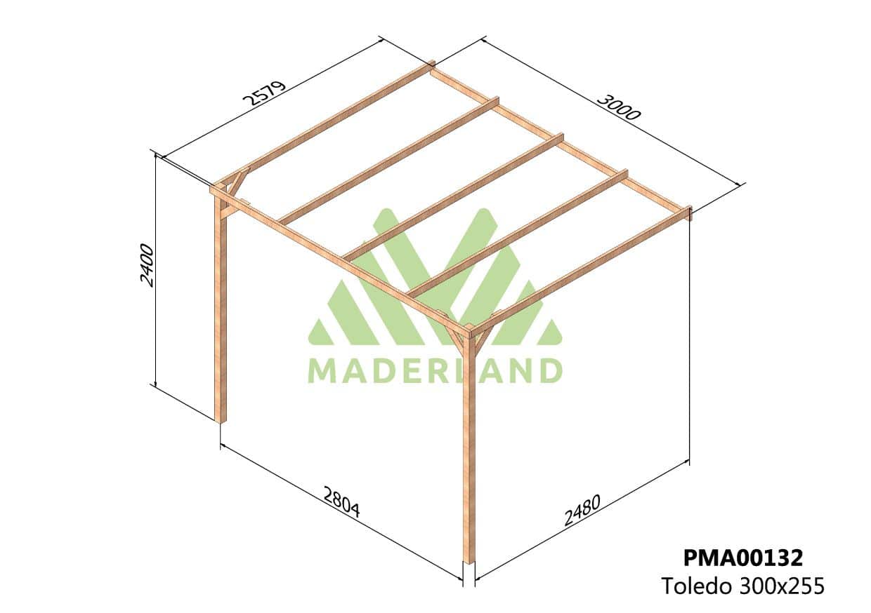 Pérgola de Madera Maciza Adosada Toledo (Maderland) - Gardeneas
