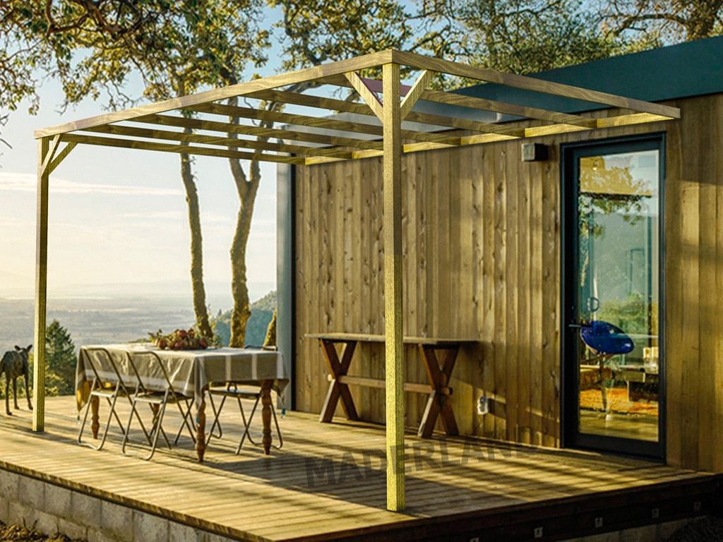 Pérgola de Madera Maciza Adosada Toledo (Maderland) - Gardeneas