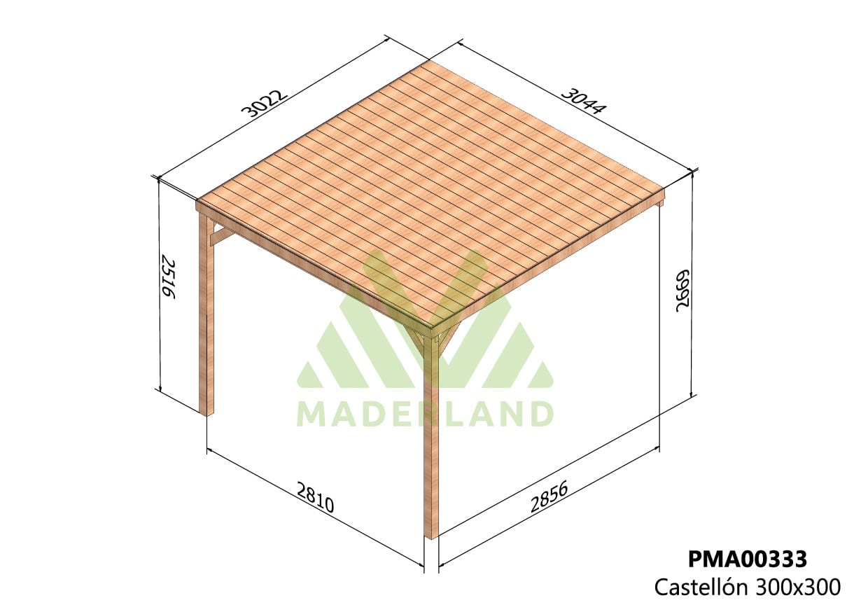 Pérgola Castellón de Madera Maciza Adosada – Diseño Techado para Jardín | Maderland