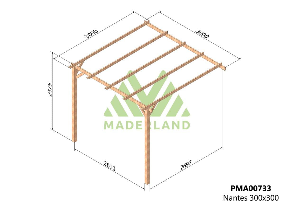 Pérgola de Madera Maciza Adosada Nantes (Maderland) – Gardeneas