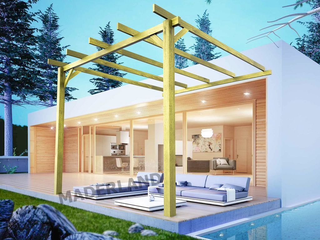 Pérgola de Madera Maciza Adosada Huesca (Maderland)