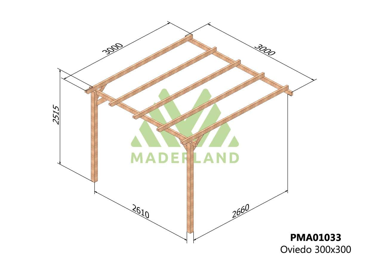 Pérgola de Madera Maciza Adosada Oviedo (Maderland)