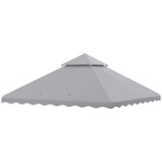 Outsunny Techo de Repuesto para Cenador 3x3 m Cubierta de Repuesto con Techo Doble y 10 Orificios de Drenaje Tela Poliéster para Carpa Pabellón Gazebo Gris Claro