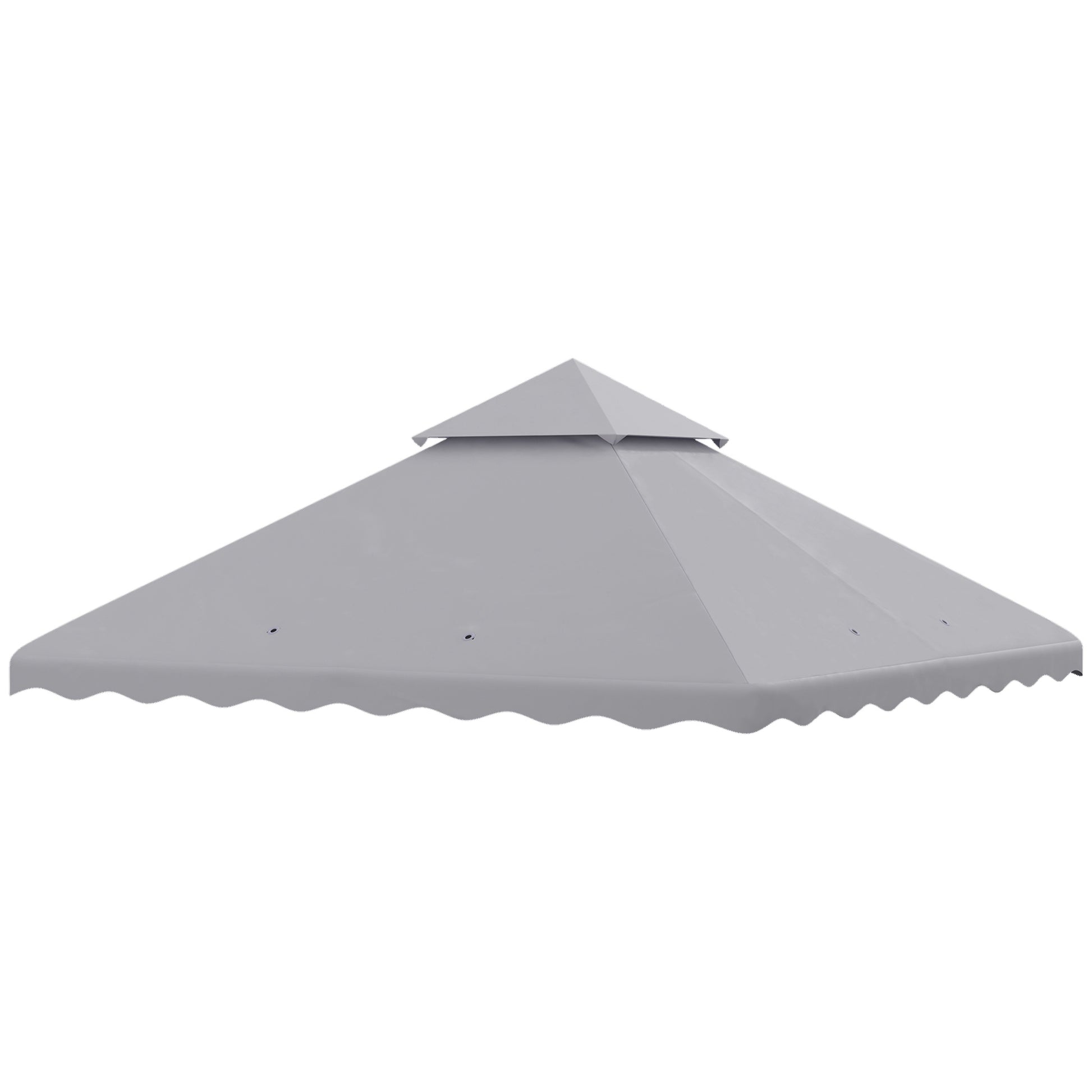 Outsunny Techo de Repuesto para Cenador 3x3 m Cubierta de Repuesto con Techo Doble y 10 Orificios de Drenaje Tela Poliéster para Carpa Pabellón Gazebo Gris Claro