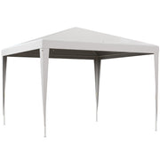 Outsunny Carpa Desmontable 3x3 m Cenador Pabellón de Jardín con 4 Orificios de Drenaje y Marco de Acero Anti-UV Gazebo para Terraza Patio Exterior Camping Blanco