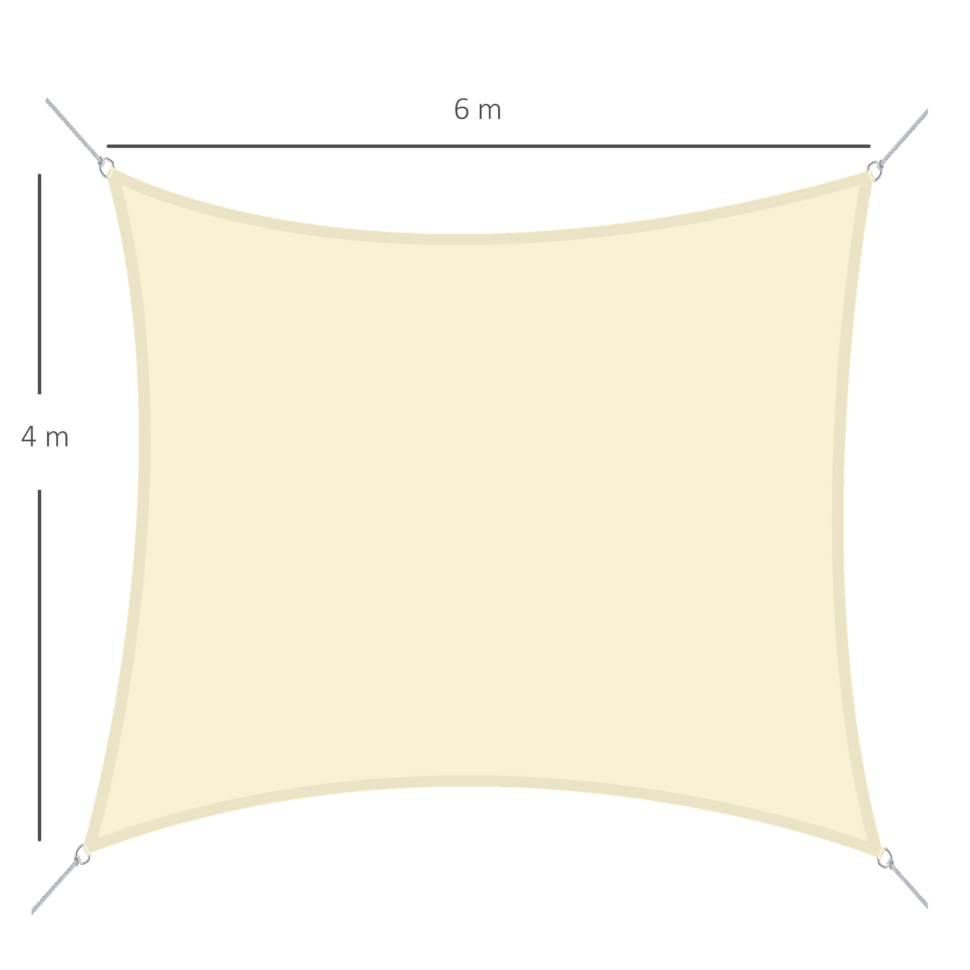 Outsunny Toldo Vela Rectángulo 4x6m Vela de Sombra para Terraza Jardín Camping Protección UV Poliéster Color Crema