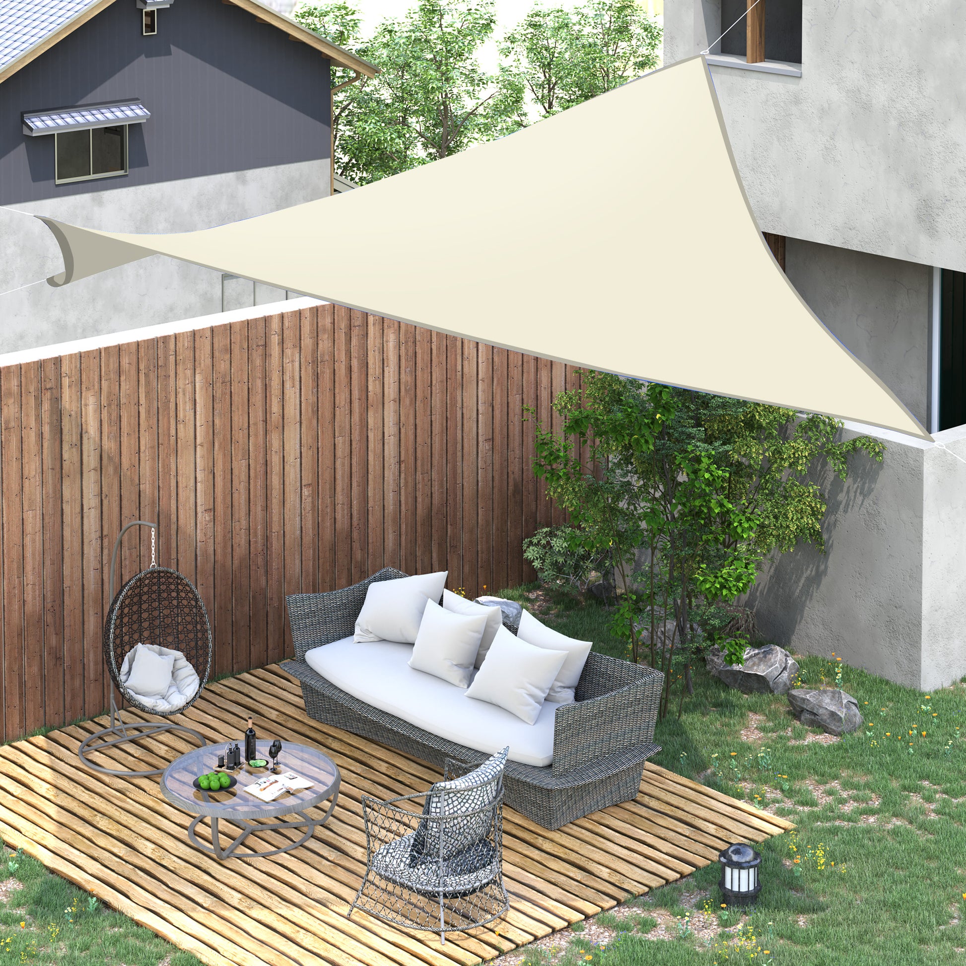 Outsunny Toldo Vela Rectángulo 4x6m Vela de Sombra para Terraza Jardín Camping Protección UV Poliéster Color Crema