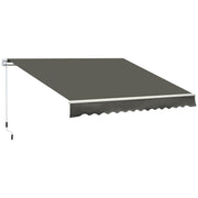 Outsunny Toldo Manual Retráctil 350x250 cm Toldo para Balcón con Manivela de Metal Impermeable y Anti-UV Toldo Enrollable de Exterior para Jardín Terraza Ventanas Gris