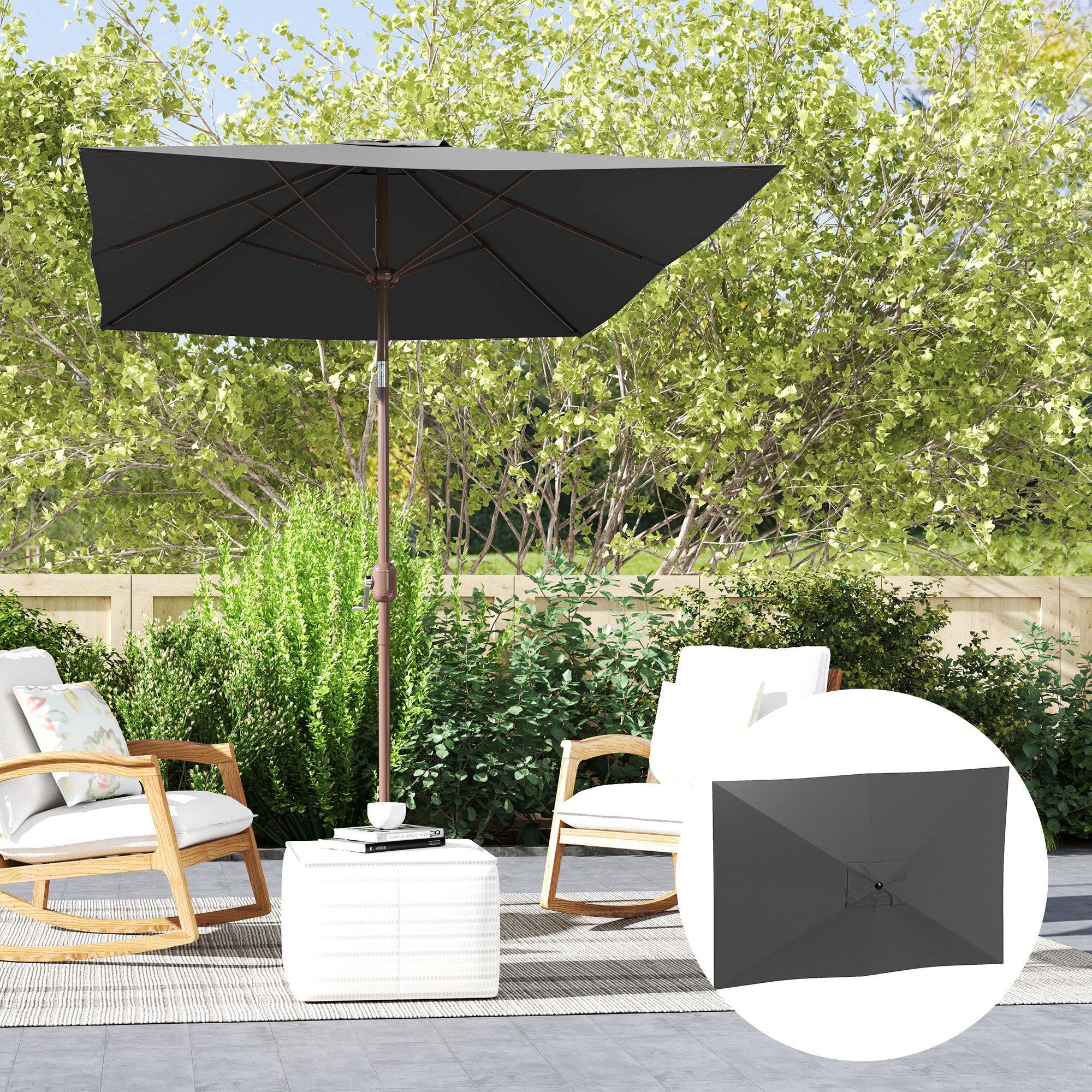 Outsunny Toldo de Recambio de Sombrilla de 3x2 m Toldo de Repuesto para Sombrilla de Patio con Ventilación Superior Protección UV 50+ Cubierta de Repuesto para Parasol para Exteriores Gris Oscuro