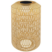 Outsunny Linterna de Jardín de Ratán Sintético Farola Solar con Luces LED Encendido y Apagado Automático Diseño Bohemio Impermeable para Terraza Balcón Patio Ø30x55 cm Natural