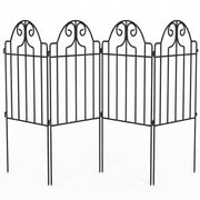 Outsunny Set de 4 Vallas de Jardín de Metal, 125x57 cm, Vallas de Jardín Exterior Decorativas con Diseño Arqueado, Resistente y Fácil de Instalar, para Huerto, Patio, Terraza, Césped, Negro