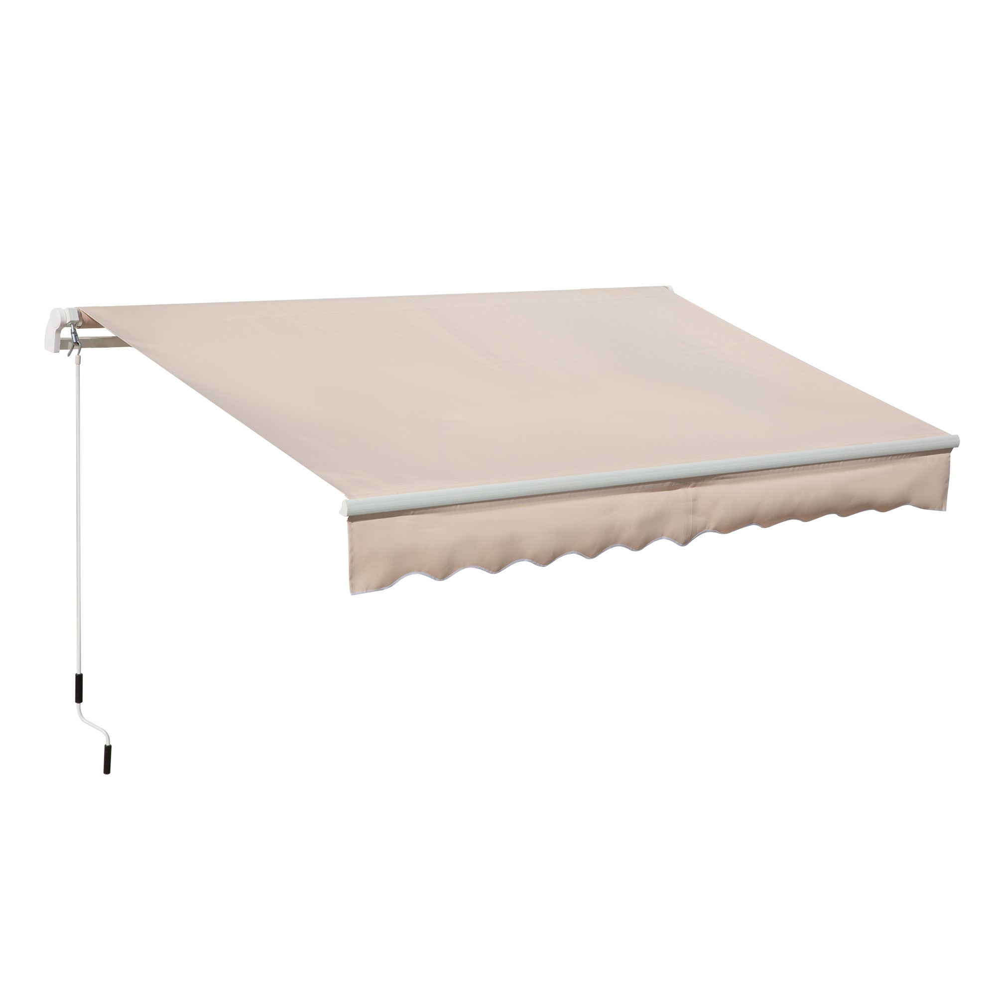 Outsunny Toldo Manual Retráctil 295x200 cm Toldo para Balcón con Manivela de Metal Impermeable y Anti-UV Toldo Enrollable de Exterior para Jardín Terraza Ventanas Beige
