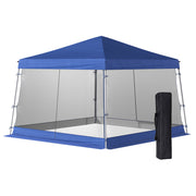 Outsunny Carpas para Exterior Plegable 3x3x2,6 m Cenador para Exterior Gazebo con Mosquitera Altura Ajustable en 3 Niveles Impermeable para Jardín Camping Azul