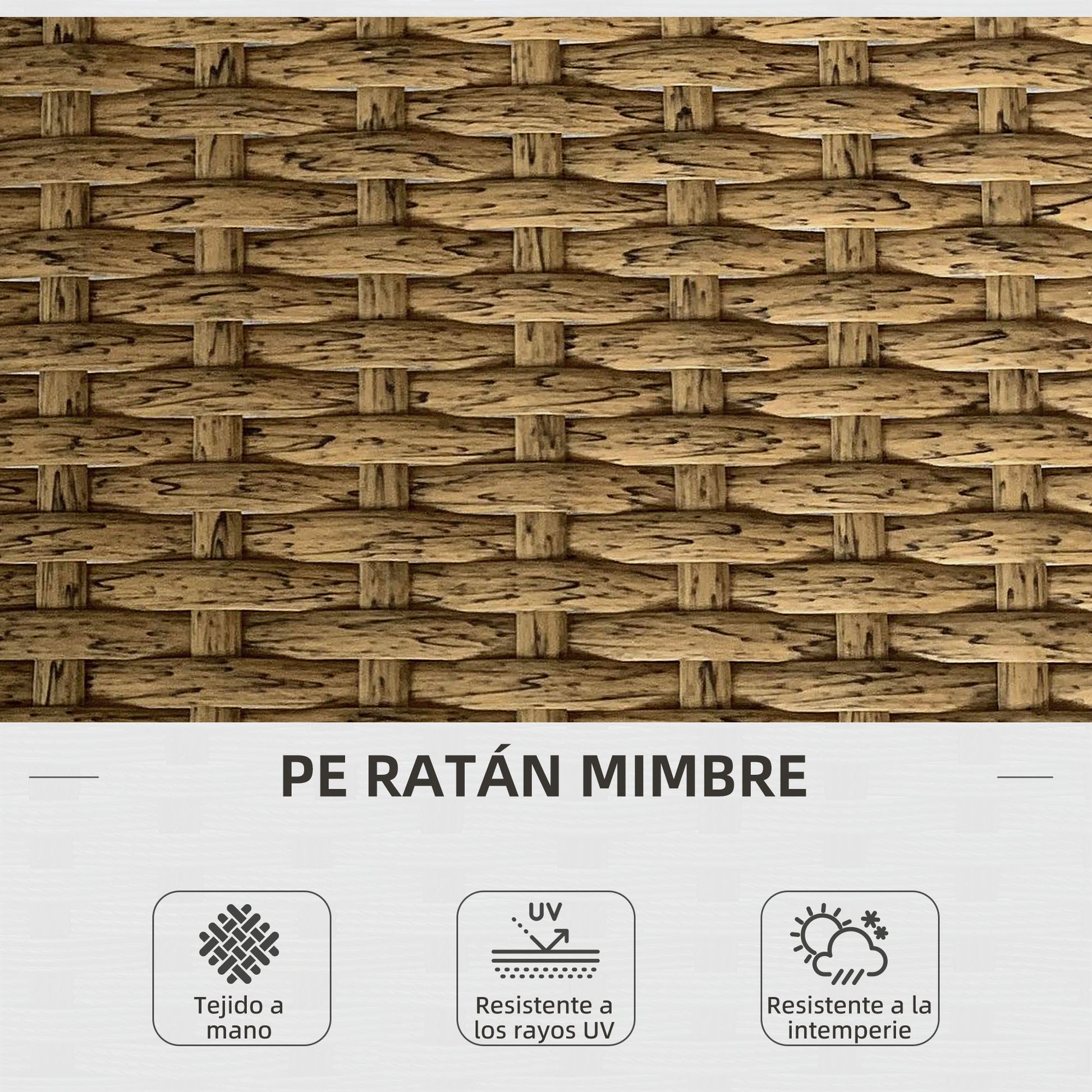 Outsunny Conjunto de Jardín de Ratán Sintético Juego de 3 Piezas Muebles de Jardín con 1 Sofá de 2 Plazas 1 Sofá Esquinera 1 Mesa de Centro Metálica y Cojines Anti-UV para Patio Natural y Crema