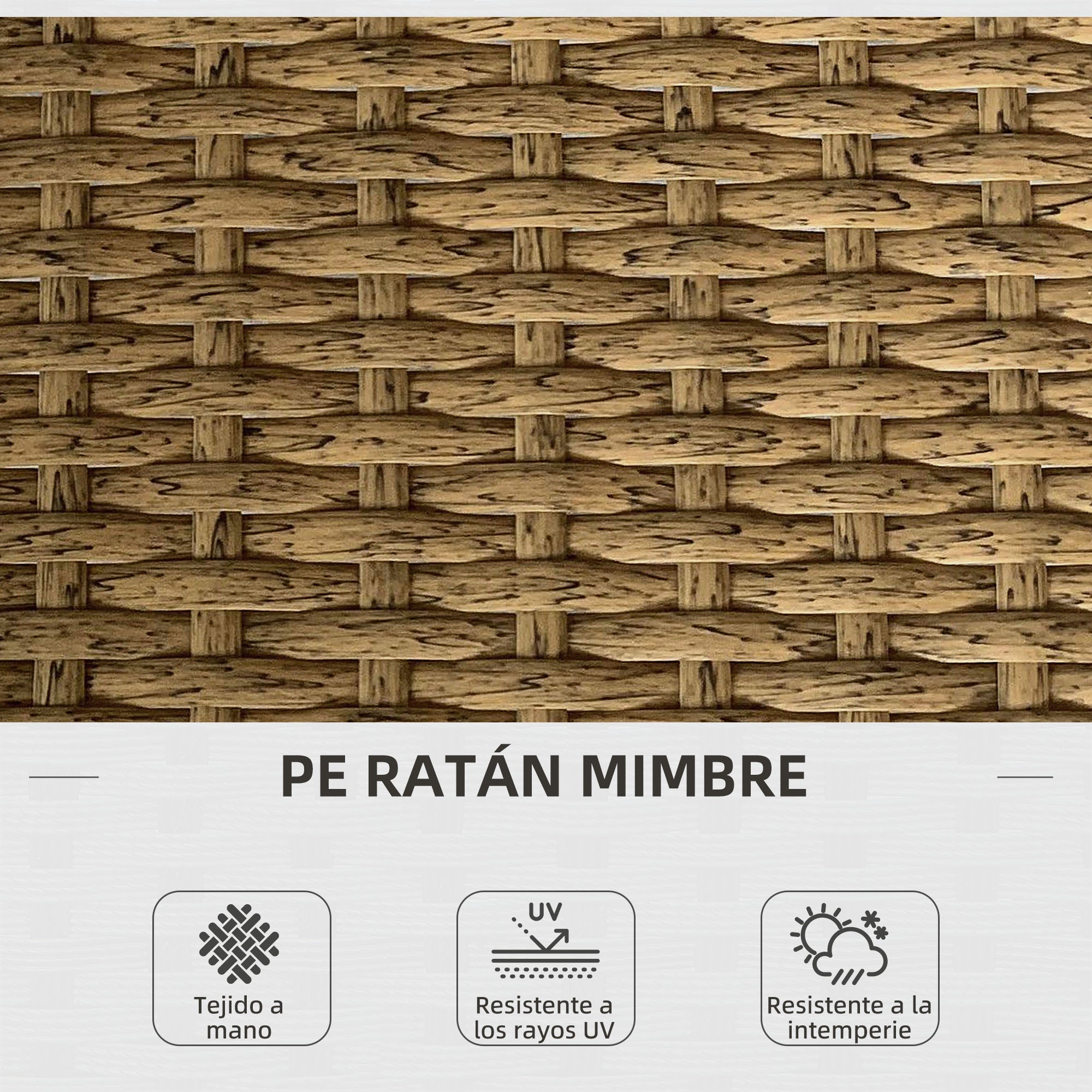 Outsunny Conjunto de Jardín de Ratán Sintético Juego de 3 Piezas Muebles de Jardín con 1 Sofá de 2 Plazas 1 Sofá Esquinera 1 Mesa de Centro Metálica y Cojines Anti-UV para Patio Natural y Crema