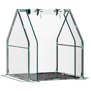 Outsunny Invernadero Pequeño Invernadero de Exterior con Puerta con Cremallera Base de Tela PE Impermeable y Marco de Acero Invernadero para Cultivar Plantas Flores 90x90x105 cm Transparente