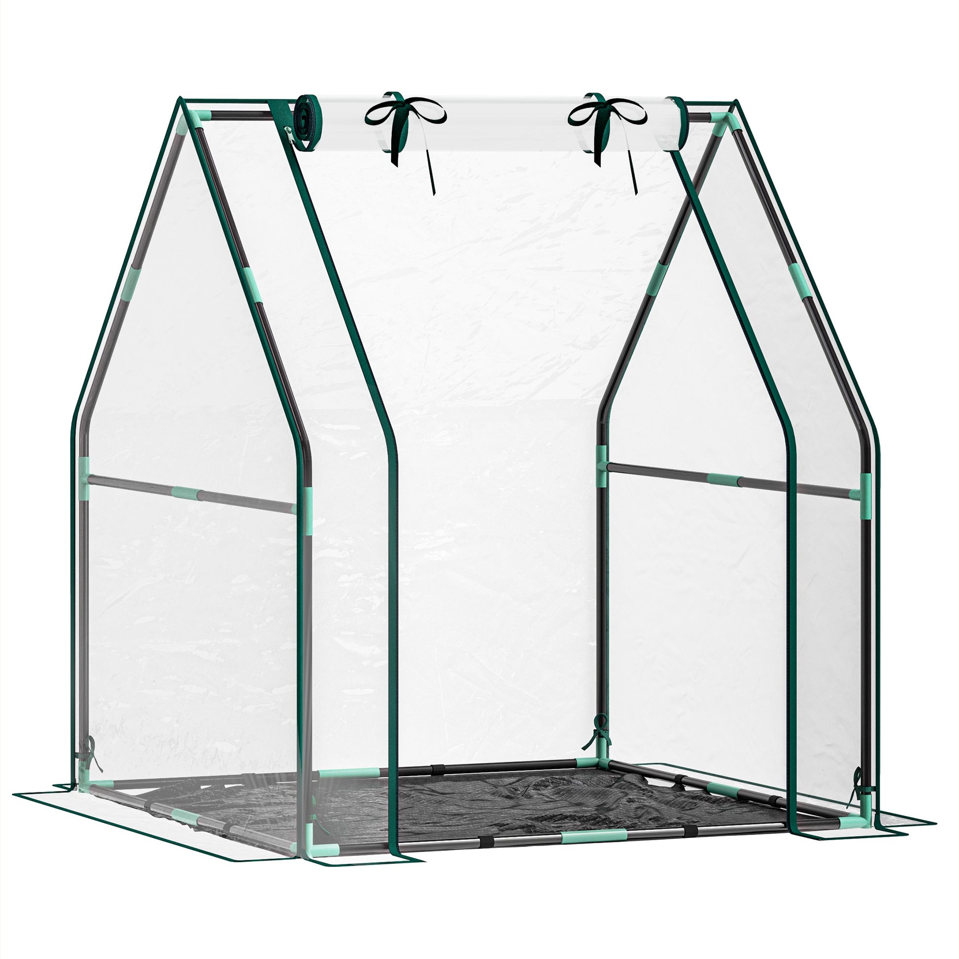 Outsunny Invernadero Pequeño Invernadero de Exterior con Puerta con Cremallera Base de Tela PE Impermeable y Marco de Acero Invernadero para Cultivar Plantas Flores 90x90x105 cm Transparente