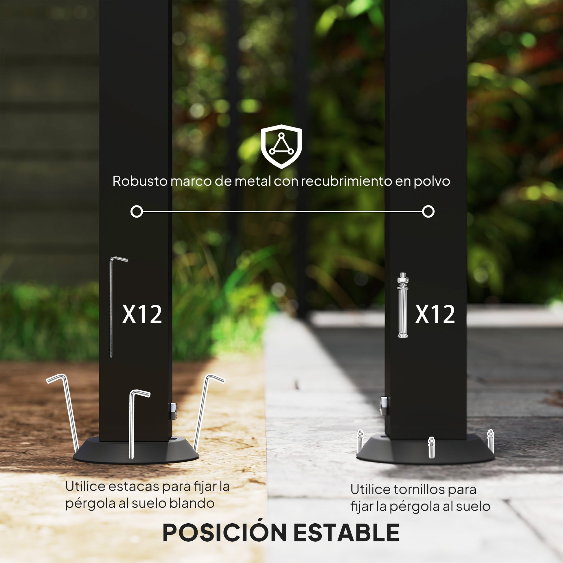 Outsunny Pérgola de Pared de Jardín 3x6 m, Cenador de Jardín con Techo Inclinado, Orificios de Drenaje y Estructura Metálica, Resistente a la Intemperie, para Patio, Terraza, Balcón, Blanco Crema