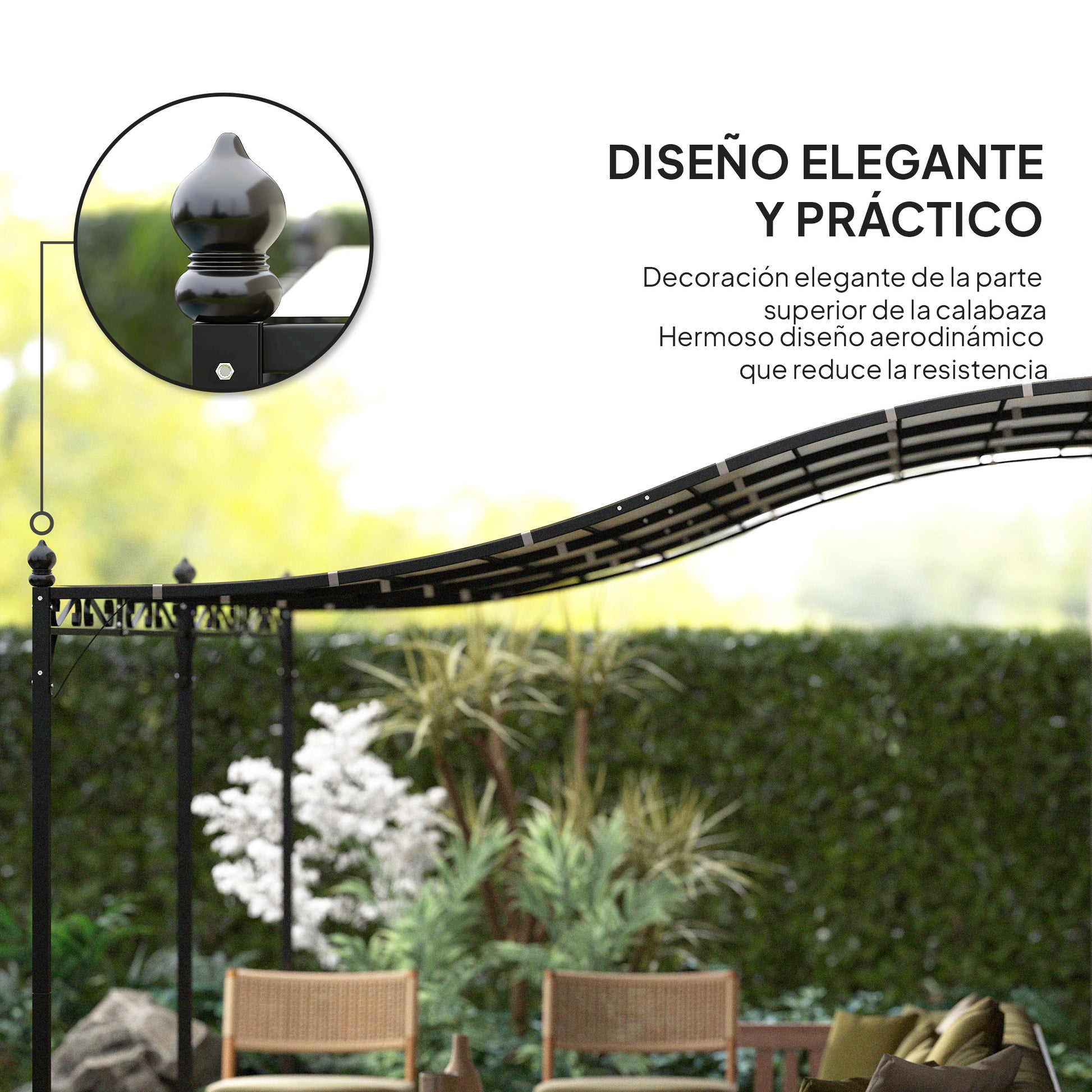 Outsunny Pérgola de Pared de Jardín 3x6 m, Cenador de Jardín con Techo Inclinado, Orificios de Drenaje y Estructura Metálica, Resistente a la Intemperie, para Patio, Terraza, Balcón, Blanco Crema