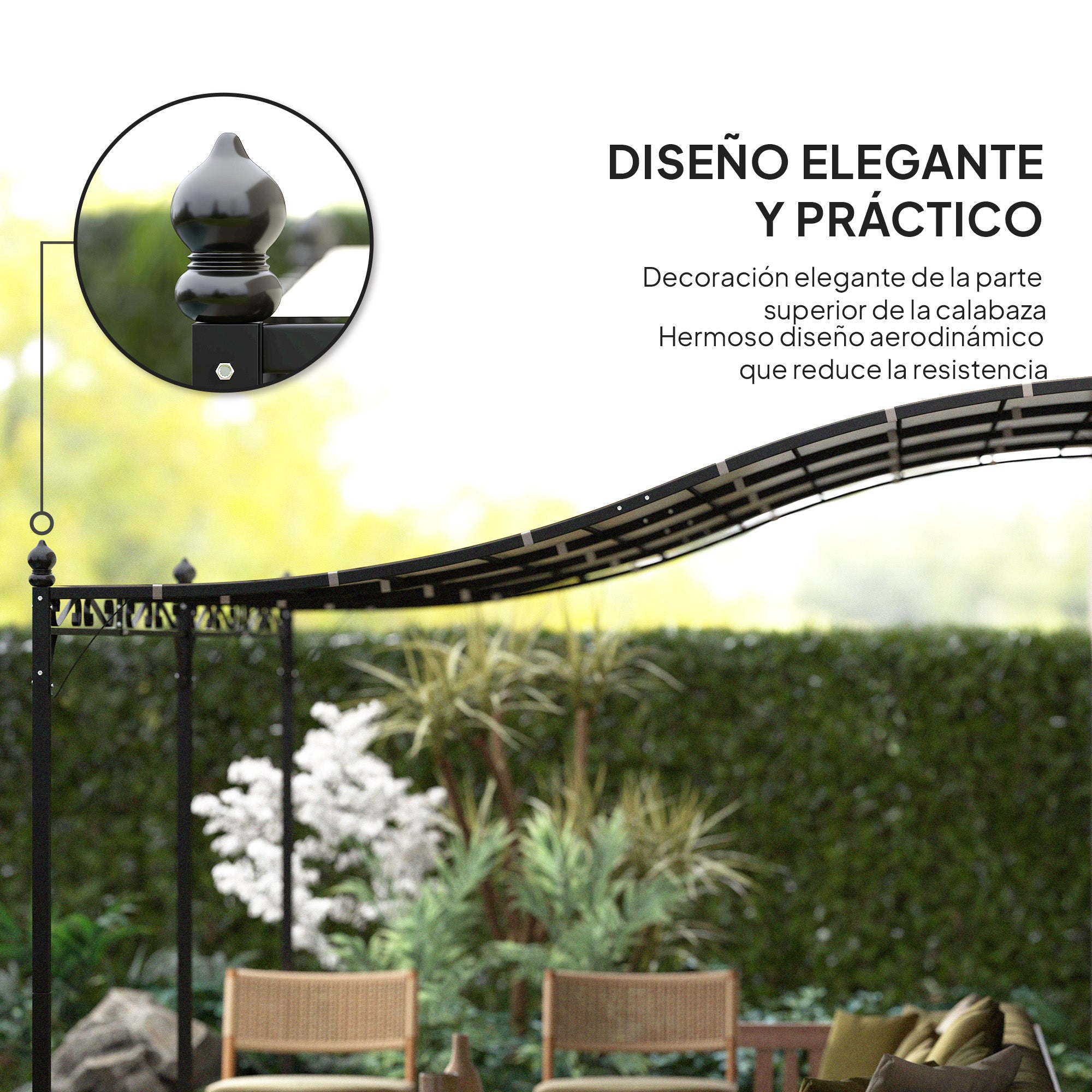Outsunny Pérgola de Pared de Jardín 3x6 m, Cenador de Jardín con Techo Inclinado, Orificios de Drenaje y Estructura Metálica, Resistente a la Intemperie, para Patio, Terraza, Balcón, Blanco Crema