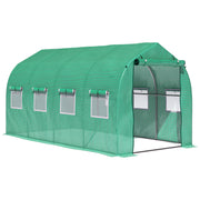 Outsunny Invernadero de Exterior 4x2x2 m Invernadero de Túnel con 8 Ventanas de Malla y Puerta Invernadero de Huerto para Patio Jardín Verde