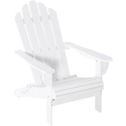 Outsunny Silla Adirondack de Madera Plegable Silla de Jardín con Reposabrazos y Respaldo Alto para Terraza Balcón Exterior Carga Max. 113 kg 73x88x93 cm Blanco