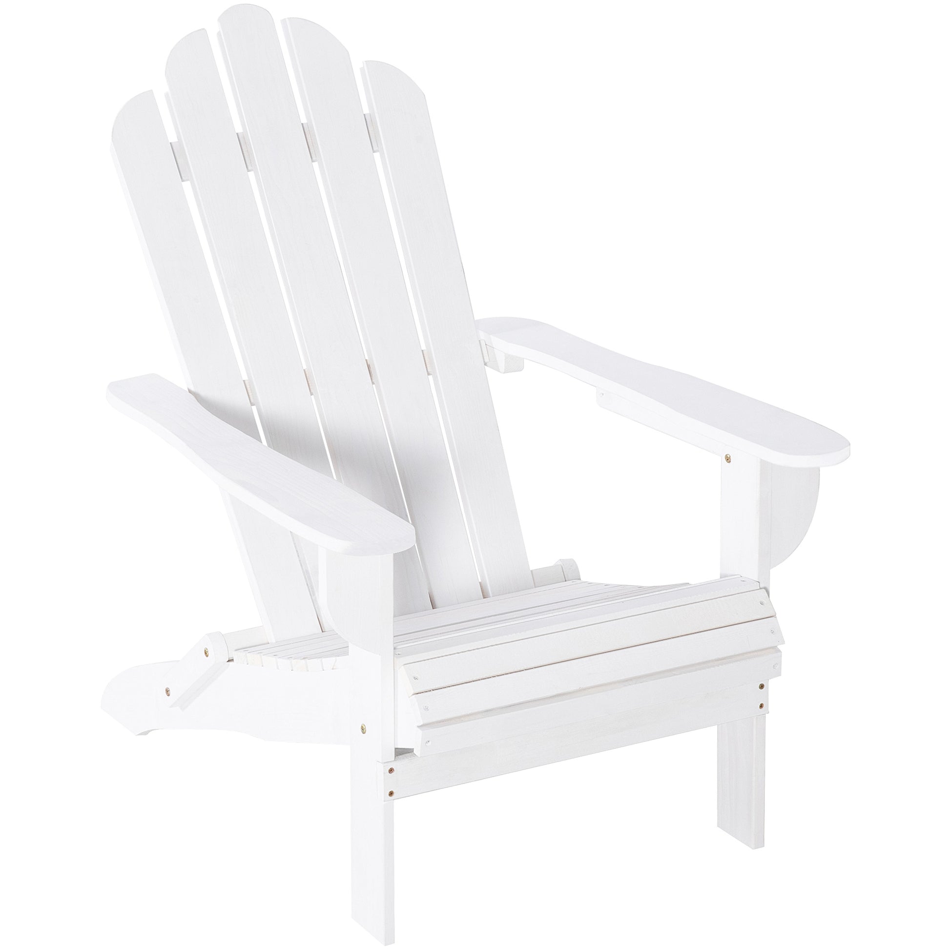 Outsunny Silla Adirondack de Madera Plegable Silla de Jardín con Reposabrazos y Respaldo Alto para Terraza Balcón Exterior Carga Max. 113 kg 73x88x93 cm Blanco